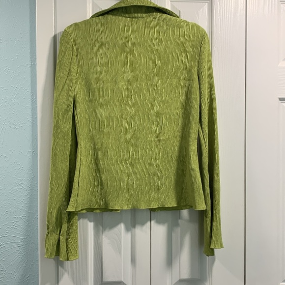 Green SHEIN Collared Long Sleeve Blouse - Picture 4 of 7
